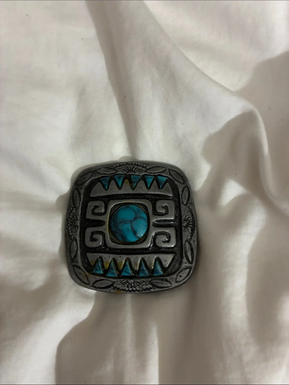 Vintage Turquoise Stone Square Buckle